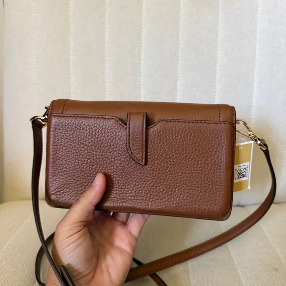 NWT Michael Kors Brown Leather Clutch Crossbody Bag with Removable Strap - Picture 5 of 13